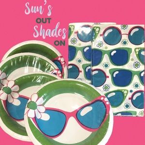 SALE ~ Party Plates & Napkins Novelty Sunglasses Summertime Party Supply Bundle